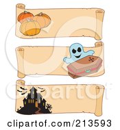 Poster, Art Print Of Digital Collage Of Three Halloween Parchment Banners - 2