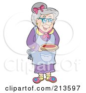 Poster, Art Print Of Happy Granny Holding A Pie