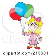 Blond Birthday Girl With Balloons