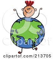 Poster, Art Print Of Childs Sketch Of A Boy With An Asian Globe Body