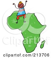 Childs Sketch Of A Happy African Boy On Africa