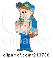 Poster, Art Print Of Mail Man Carrying A Parcel
