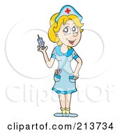Royalty Free RF Clipart Illustration Of A Female Nurse Holding A Vaccine
