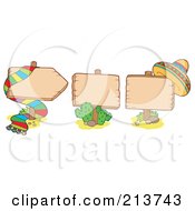 Digital Collage Of Blank Mexican Wooden Signs
