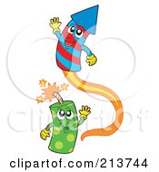Poster, Art Print Of Happy Green And Red And Blue Fireworks