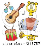 Poster, Art Print Of Digital Collage Of Musical Instruments