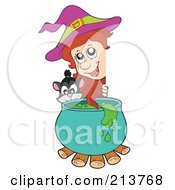 Royalty Free RF Clipart Illustration Of A Little Witch Sign