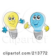 Royalty Free RF Clipart Illustration Of A Digital Collage Of Blue And Yellow Light Bulbs
