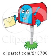 Royalty Free RF Clipart Illustration Of A Happy Mailbox Holding A Letter