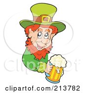 Poster, Art Print Of Leprechaun Holding A Beer Mug Around A Blank Sign
