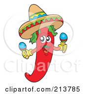 Poster, Art Print Of Male Mexican Chili Pepper Shaking Maracas