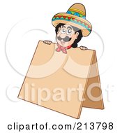 Poster, Art Print Of Mexican Man Behind A Blank Sign