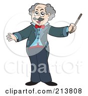 Royalty Free RF Clipart Illustration Of A Senior Music Conductor Holding A Baton