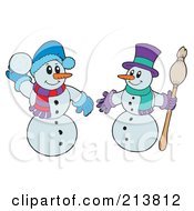 Digital Collage Of Two Snowmen