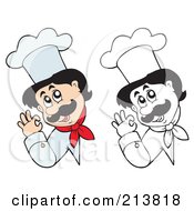 Poster, Art Print Of Digital Collage Of Color And Outlined Male Chef Signs - 2