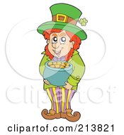 Poster, Art Print Of Leprechaun Standing With His Pot Of Gold