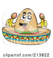 Royalty Free RF Clipart Illustration Of A Mexican Sombrero Character Playing Maracas
