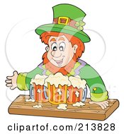 Poster, Art Print Of Leprechaun With Many Mugs Of Beer