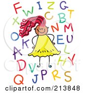 Poster, Art Print Of Childs Sketch Of A Girl With Letters