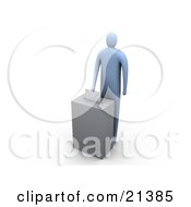 Blue Person Standing At A Ballot Box And Putting Their Envelope Through The Slot