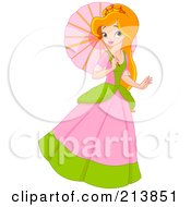 Royalty Free RF Clipart Illustration Of A Beautiful Princess With A Parasol by Pushkin