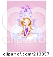 Poster, Art Print Of Fairy Girl Sitting On A Cloud In Front Of A Castle
