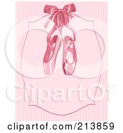 Poster, Art Print Of Pink Ballet Slippers On A Plaque Over Pink Stripes
