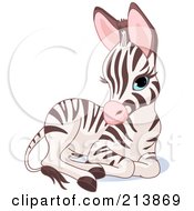 Royalty Free RF Clipart Illustration Of A Cute Baby Zebra Resting by Pushkin #COLLC213869-0093