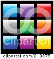 Poster, Art Print Of Digital Collage Of Shiny Colorful Squares On Black