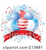 Poster, Art Print Of American Party Balloons Over A Red Banner With Confetti