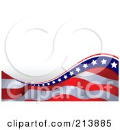 Wave Of American Stars And Stripes On Shaded White