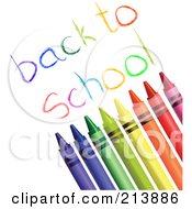 Royalty Free RF Clipart Illustration Of A Row Of Crayons With Back To School Text by Pushkin
