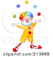 Happy Clown With Rainbow Hair Juggling