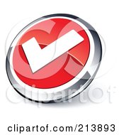 Royalty Free RF Clipart Illustration Of A Shiny Red White And Chrome Tick Mark App Button