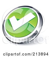 Poster, Art Print Of Shiny Green White And Chrome Tick Mark App Button