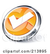 Poster, Art Print Of Shiny Orange White And Chrome Tick Mark App Button