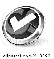 Royalty Free RF Clipart Illustration Of A Shiny Black White And Chrome Tick Mark App Button