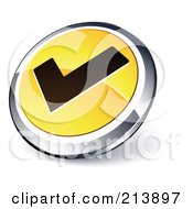 Poster, Art Print Of Shiny Yellow Black And Chrome Tick Mark App Button