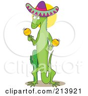 Poster, Art Print Of Mexican Iguana Shaking Maracas In The Shape Of An I
