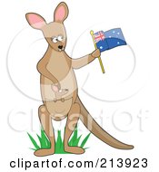 Poster, Art Print Of Kangaroo Waving An Aussie Flag In The Shape Of A K