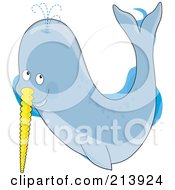 Poster, Art Print Of Happy Narwhal Fish In The Shape Of An N