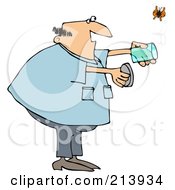Chubby Man Releasing A Butterfly From A Jar