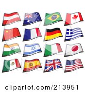 Poster, Art Print Of Digital Collage Of 16 3d Waving Country Flags