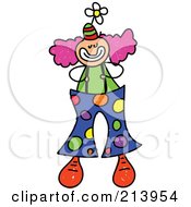 Poster, Art Print Of Childs Sketch Of A Clown With Big Spotted Pants