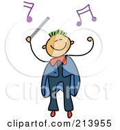 Royalty Free RF Clipart Illustration Of A Childs Sketch Of A Boy Conductor