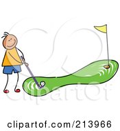 Royalty Free RF Clipart Illustration Of A Childs Sketch Of A Boy Golfing by Prawny