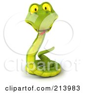 3d Green Snake Character Facing Front