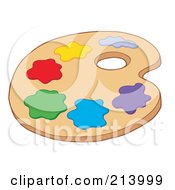 Poster, Art Print Of Royalty-Free Rf Clipart Illustration Of An Art Palette With Paints