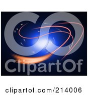 Royalty Free RF Clipart Illustration Of A Background Of Orange Moving Lights Over Blue Glowing Light On Black