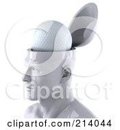 Royalty Free RF Clipart Illustration Of A 3d White Male Head Character With A Golf Ball